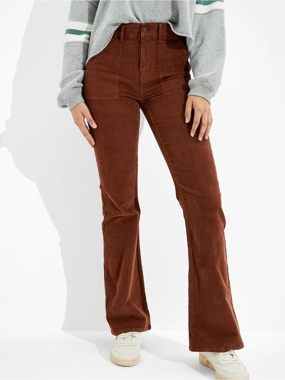 American Eagle Outfitters High-Rise Flare Corduroy Jeans - Brown